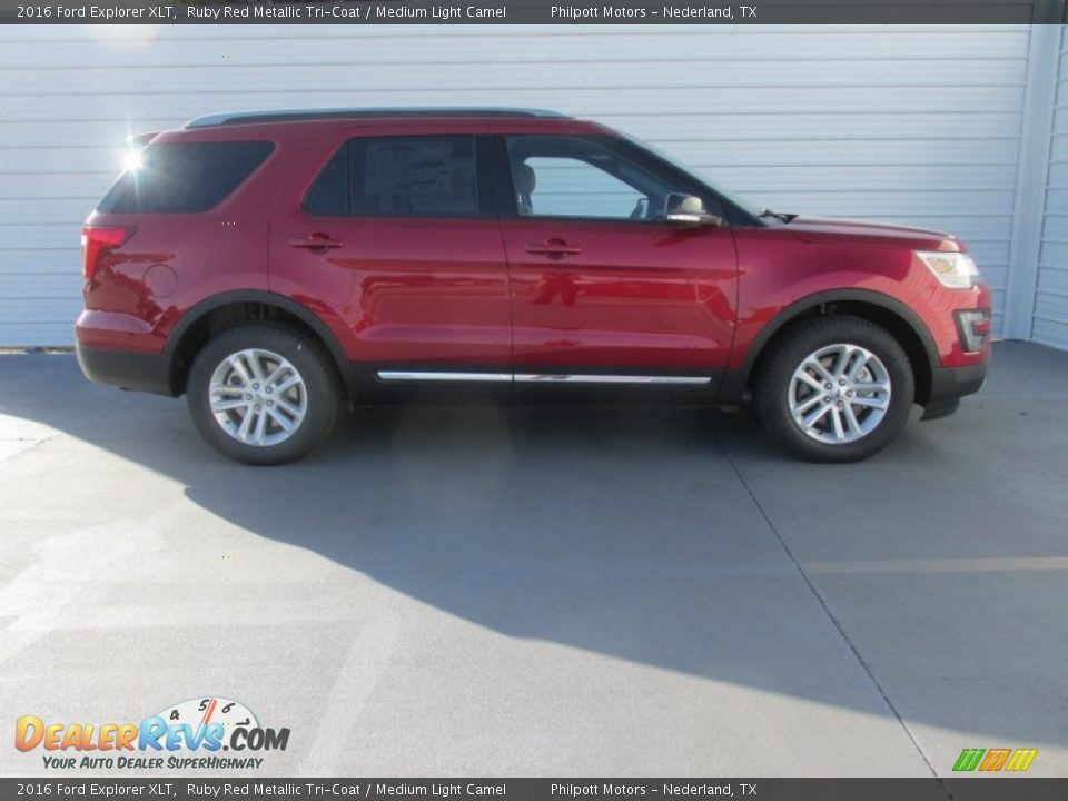 2016 Ford Explorer XLT Ruby Red Metallic Tri-Coat / Medium Light Camel Photo #3