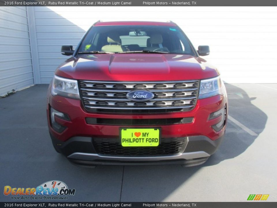2016 Ford Explorer XLT Ruby Red Metallic Tri-Coat / Medium Light Camel Photo #8