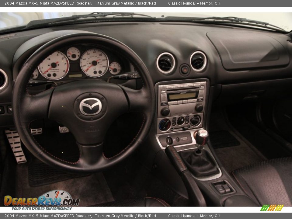 2004 Mazda MX-5 Miata MAZDASPEED Roadster Titanium Gray Metallic / Black/Red Photo #7