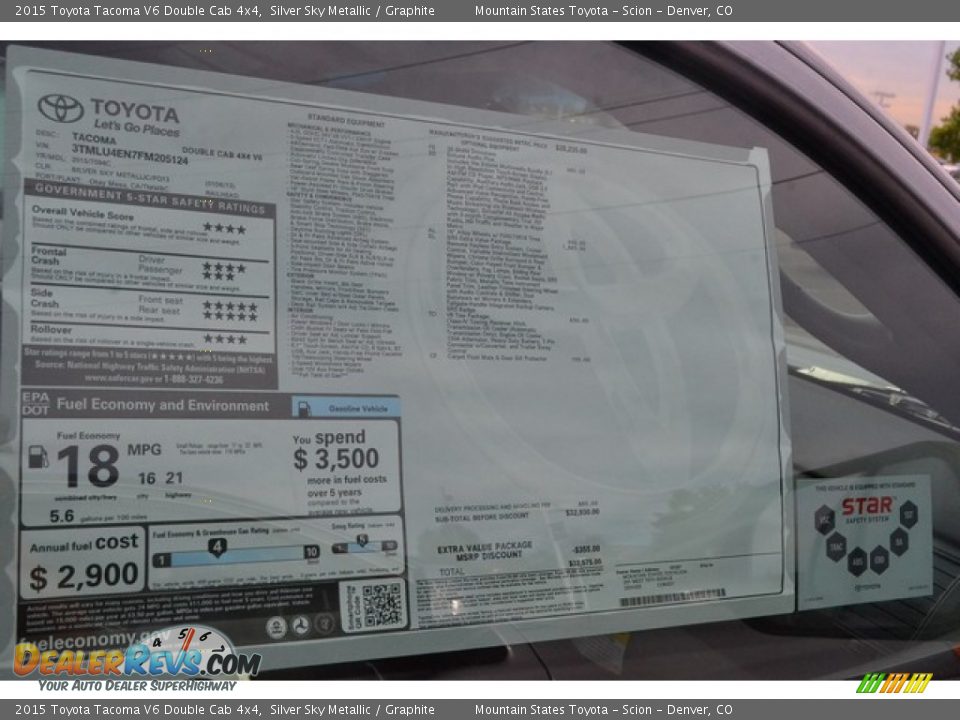 2015 Toyota Tacoma V6 Double Cab 4x4 Silver Sky Metallic / Graphite Photo #10