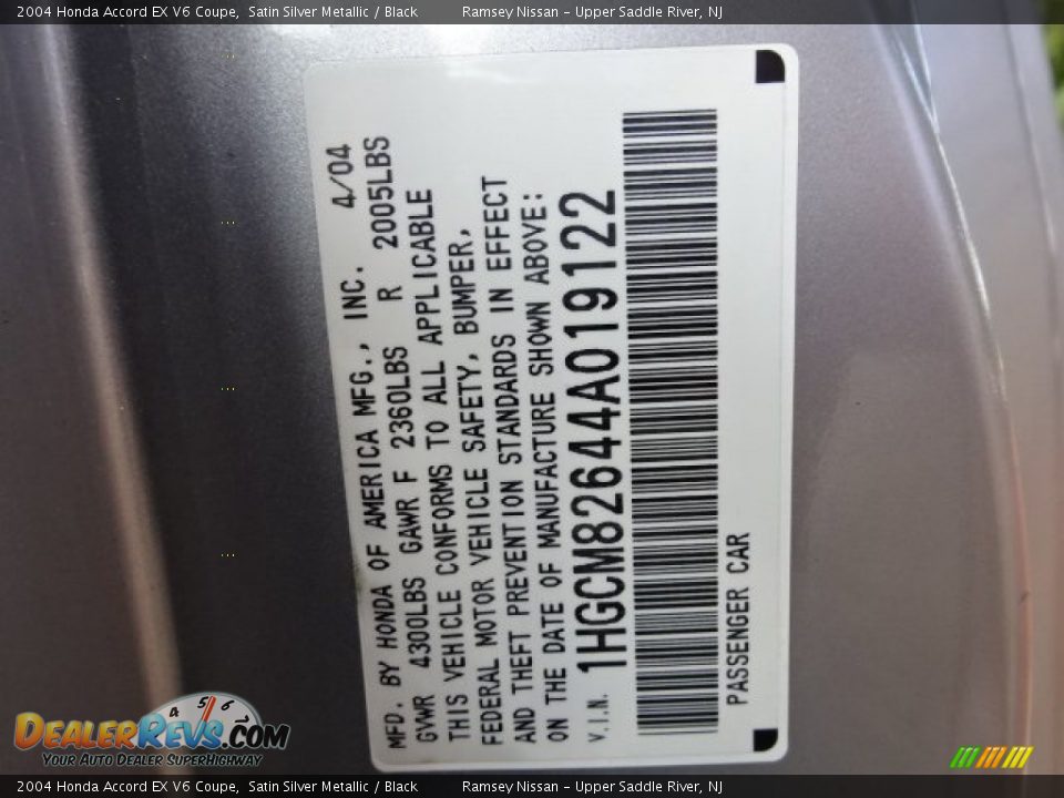 2004 Honda Accord EX V6 Coupe Satin Silver Metallic / Black Photo #25