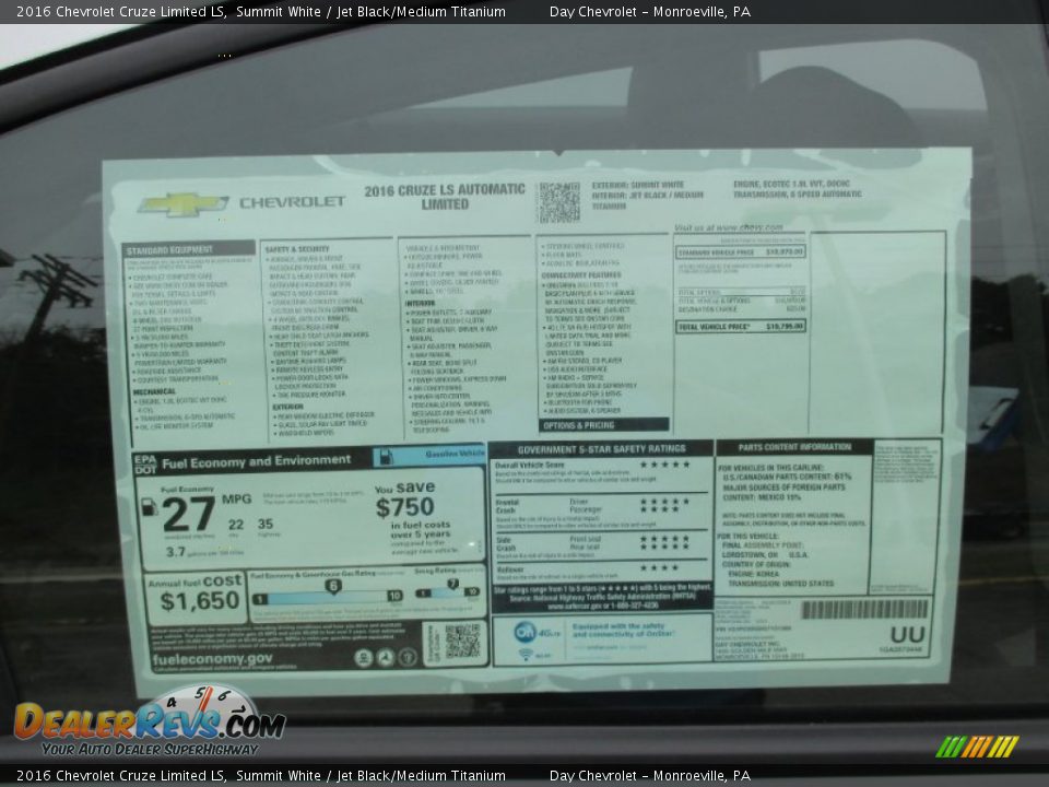 2016 Chevrolet Cruze Limited LS Summit White / Jet Black/Medium Titanium Photo #3