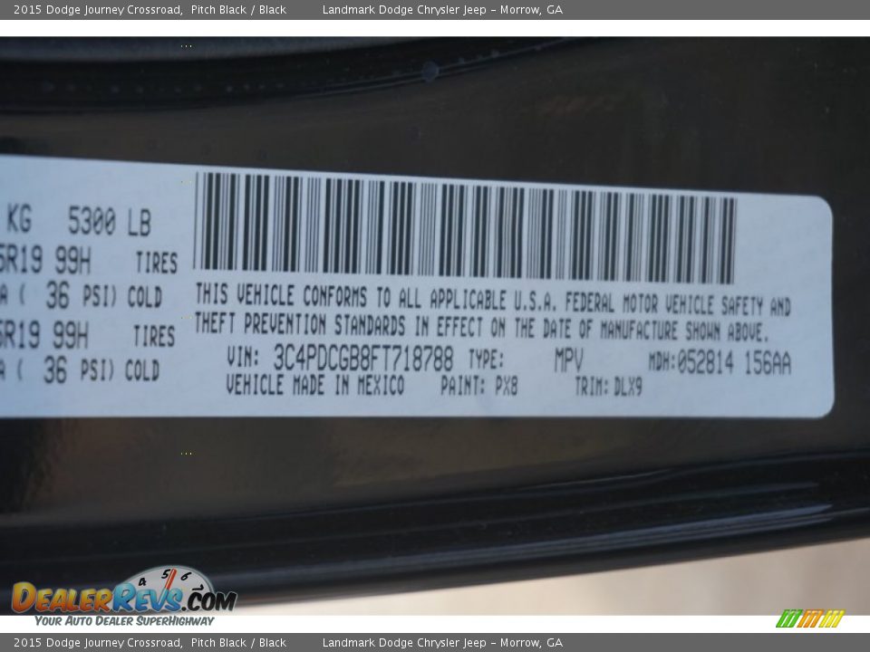 2015 Dodge Journey Crossroad Pitch Black / Black Photo #9