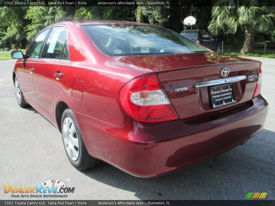 2002 Toyota Camry XLE Salsa Red Pearl / Stone Photo #5