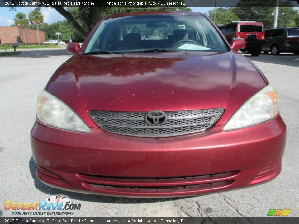 2002 Toyota Camry XLE Salsa Red Pearl / Stone Photo #8