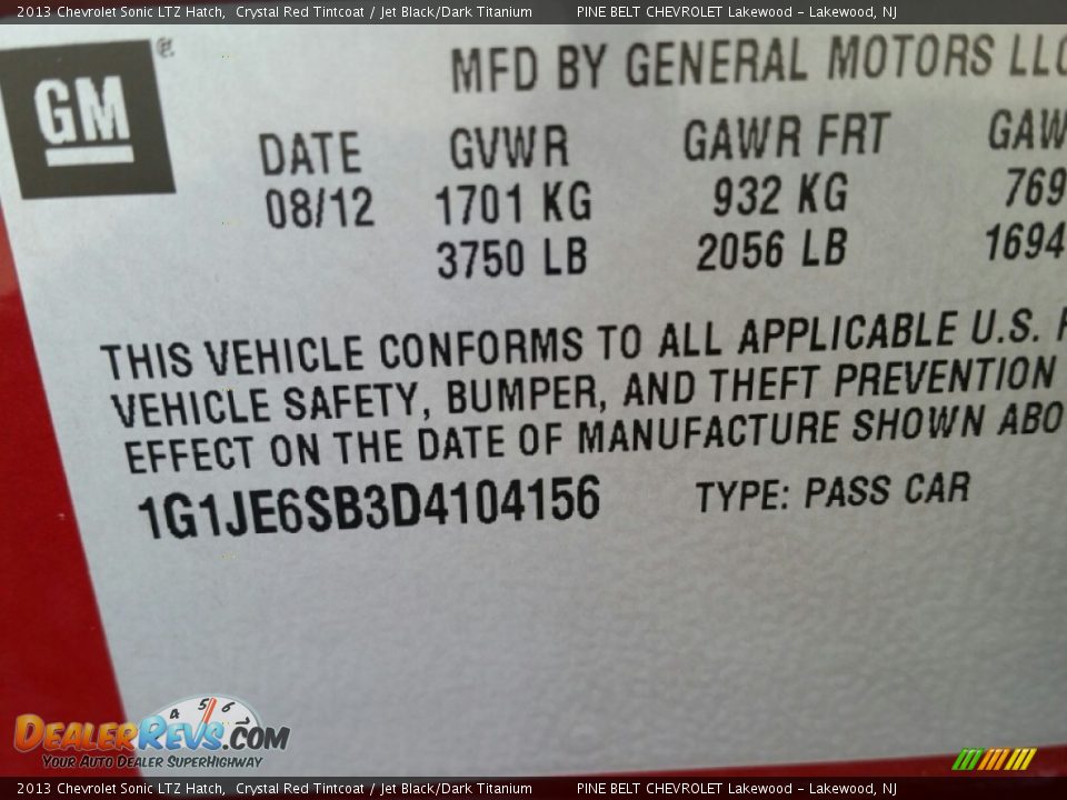 2013 Chevrolet Sonic LTZ Hatch Crystal Red Tintcoat / Jet Black/Dark Titanium Photo #20