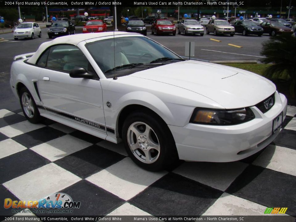 2004 Ford Mustang V6 Convertible Oxford White / Oxford White Photo #7