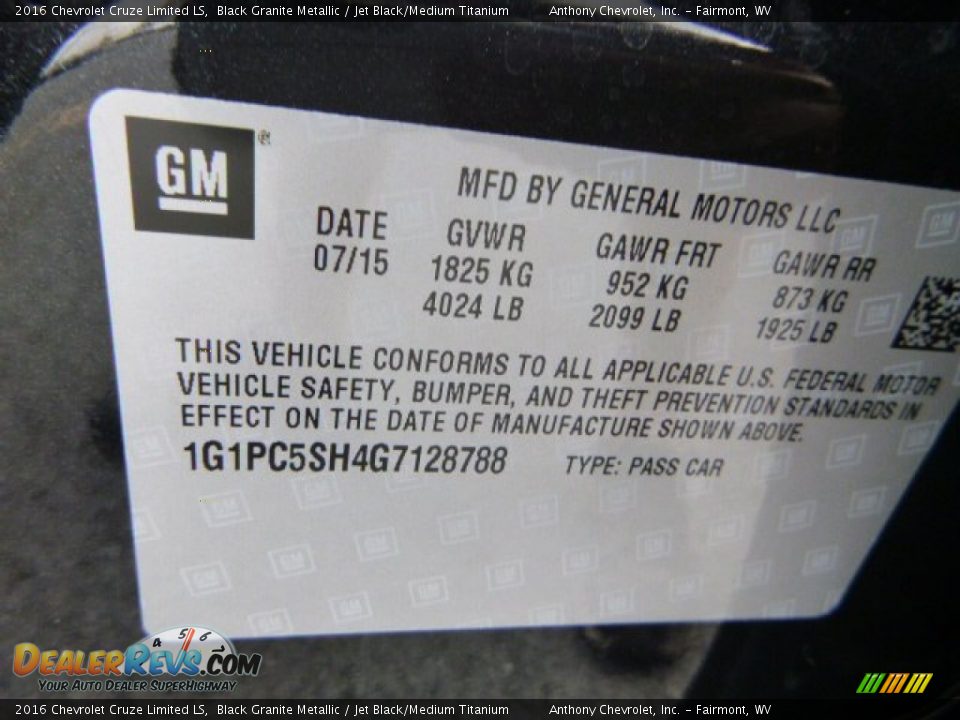 2016 Chevrolet Cruze Limited LS Black Granite Metallic / Jet Black/Medium Titanium Photo #16