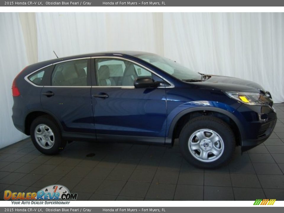 2015 Honda CR-V LX Obsidian Blue Pearl / Gray Photo #5