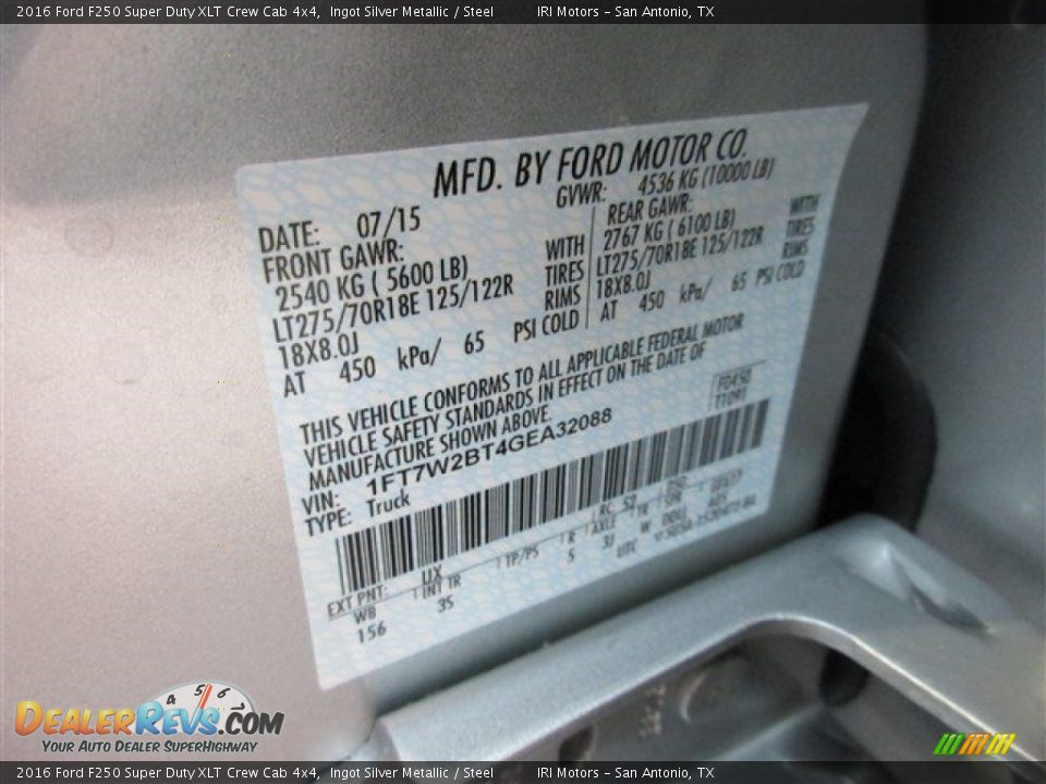 2016 Ford F250 Super Duty XLT Crew Cab 4x4 Ingot Silver Metallic / Steel Photo #16