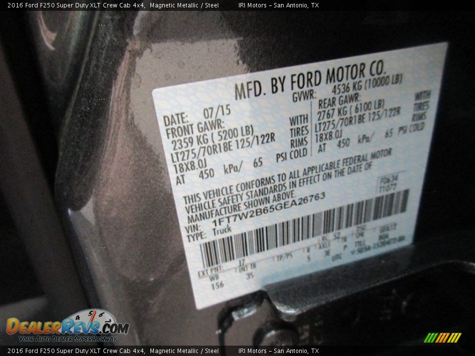 2016 Ford F250 Super Duty XLT Crew Cab 4x4 Magnetic Metallic / Steel Photo #15