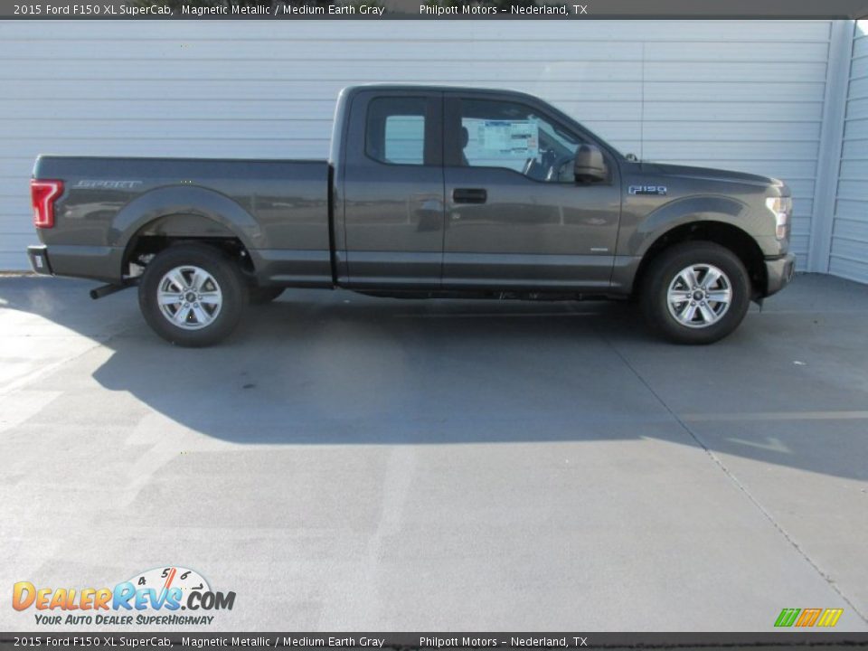2015 Ford F150 XL SuperCab Magnetic Metallic / Medium Earth Gray Photo #3