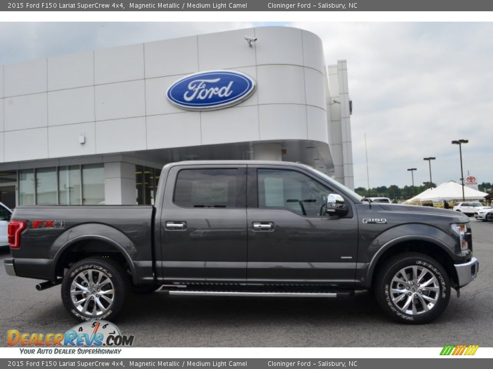 2015 Ford F150 Lariat SuperCrew 4x4 Magnetic Metallic / Medium Light Camel Photo #2