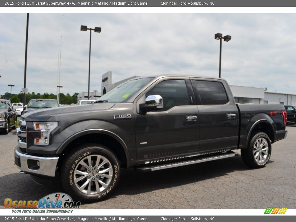 2015 Ford F150 Lariat SuperCrew 4x4 Magnetic Metallic / Medium Light Camel Photo #3