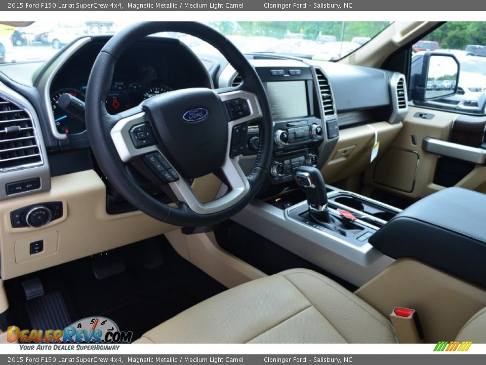 2015 Ford F150 Lariat SuperCrew 4x4 Magnetic Metallic / Medium Light Camel Photo #10