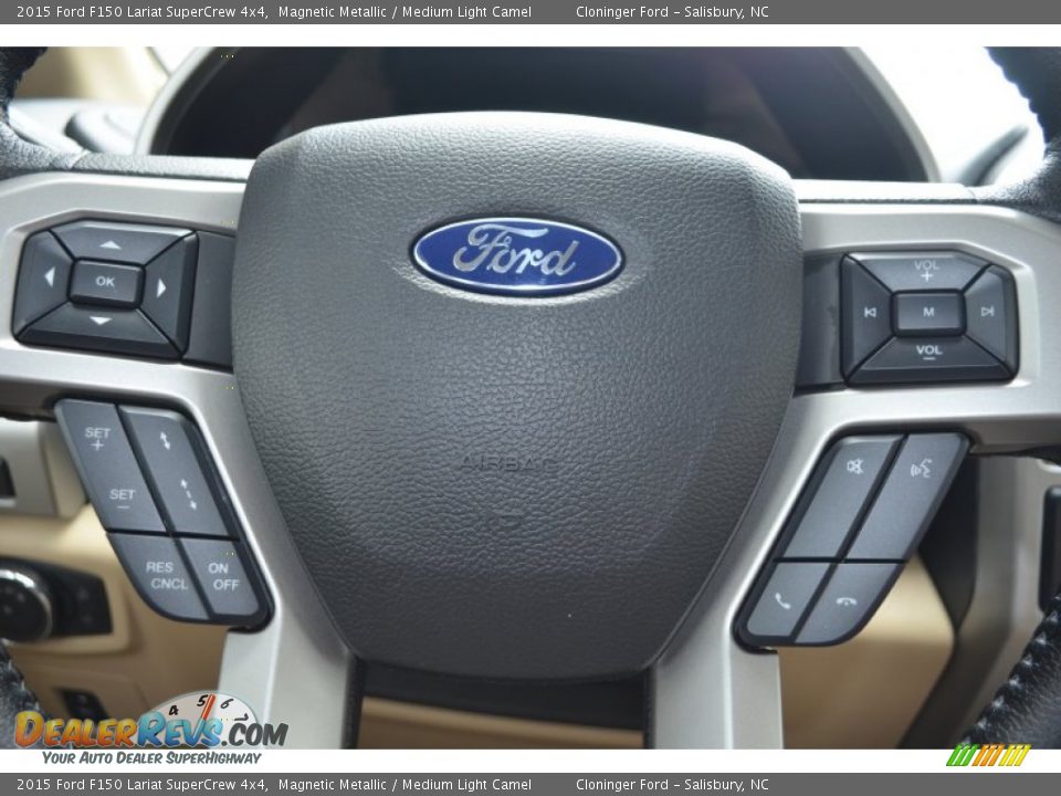 2015 Ford F150 Lariat SuperCrew 4x4 Magnetic Metallic / Medium Light Camel Photo #27