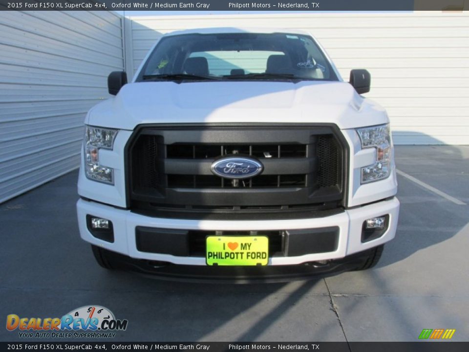 2015 Ford F150 XL SuperCab 4x4 Oxford White / Medium Earth Gray Photo #8