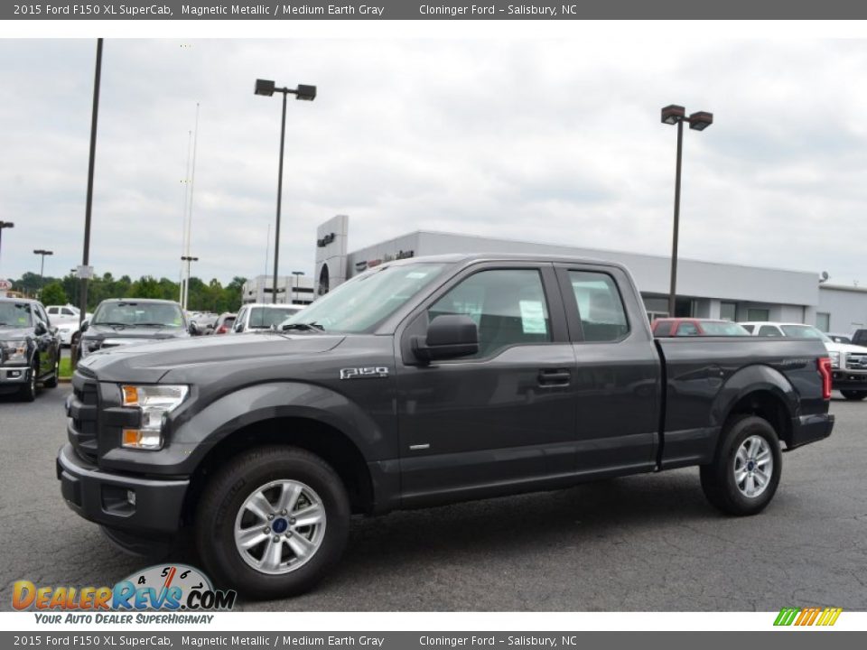 2015 Ford F150 XL SuperCab Magnetic Metallic / Medium Earth Gray Photo #3