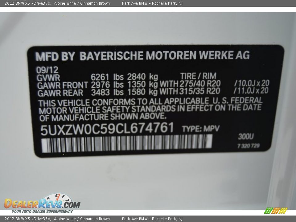 2012 BMW X5 xDrive35d Alpine White / Cinnamon Brown Photo #35