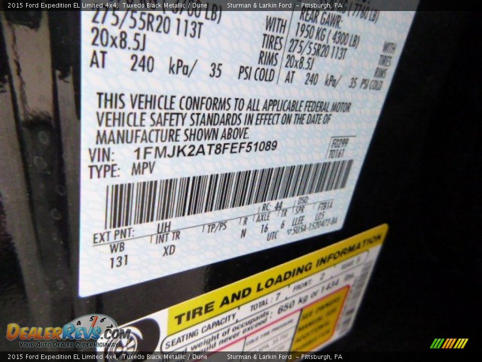 2015 Ford Expedition EL Limited 4x4 Tuxedo Black Metallic / Dune Photo #11