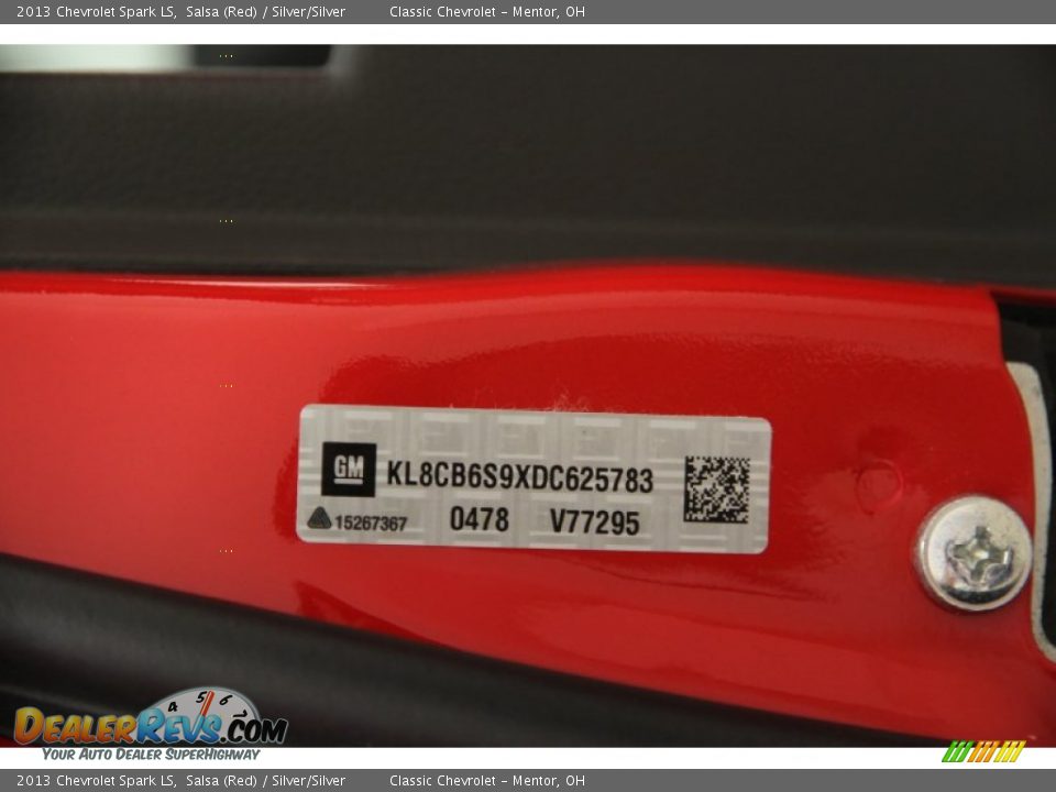 2013 Chevrolet Spark LS Salsa (Red) / Silver/Silver Photo #16