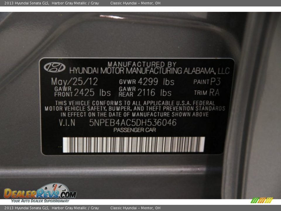 2013 Hyundai Sonata GLS Harbor Gray Metallic / Gray Photo #17