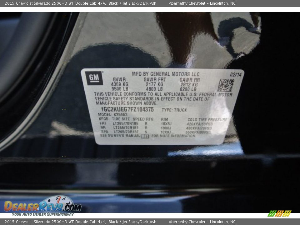2015 Chevrolet Silverado 2500HD WT Double Cab 4x4 Black / Jet Black/Dark Ash Photo #27