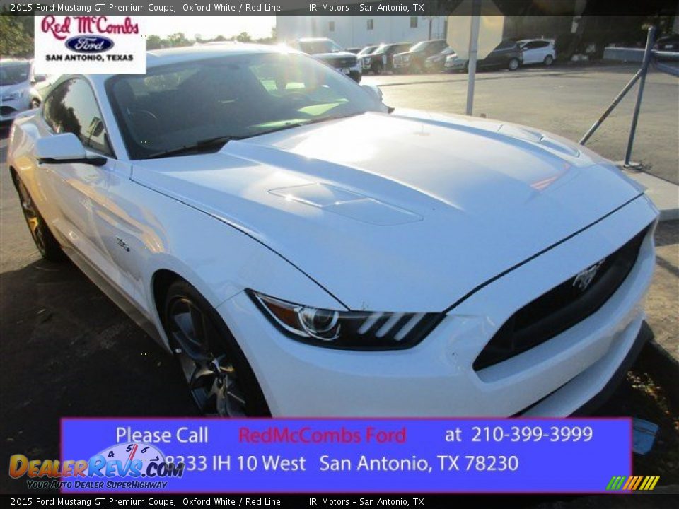 2015 Ford Mustang GT Premium Coupe Oxford White / Red Line Photo #1