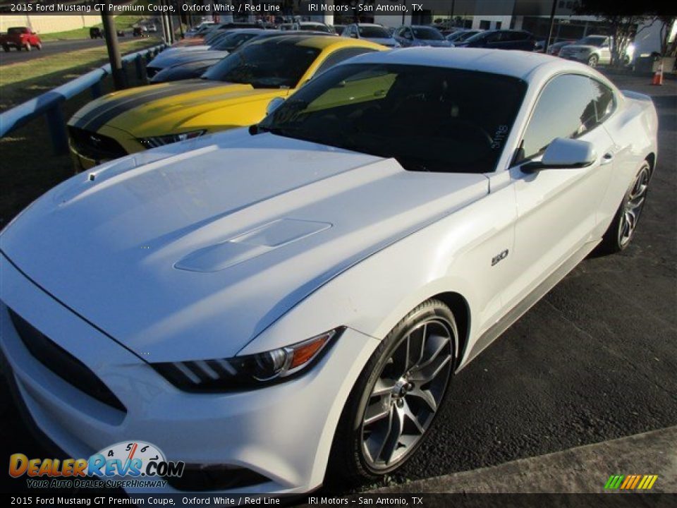 2015 Ford Mustang GT Premium Coupe Oxford White / Red Line Photo #2