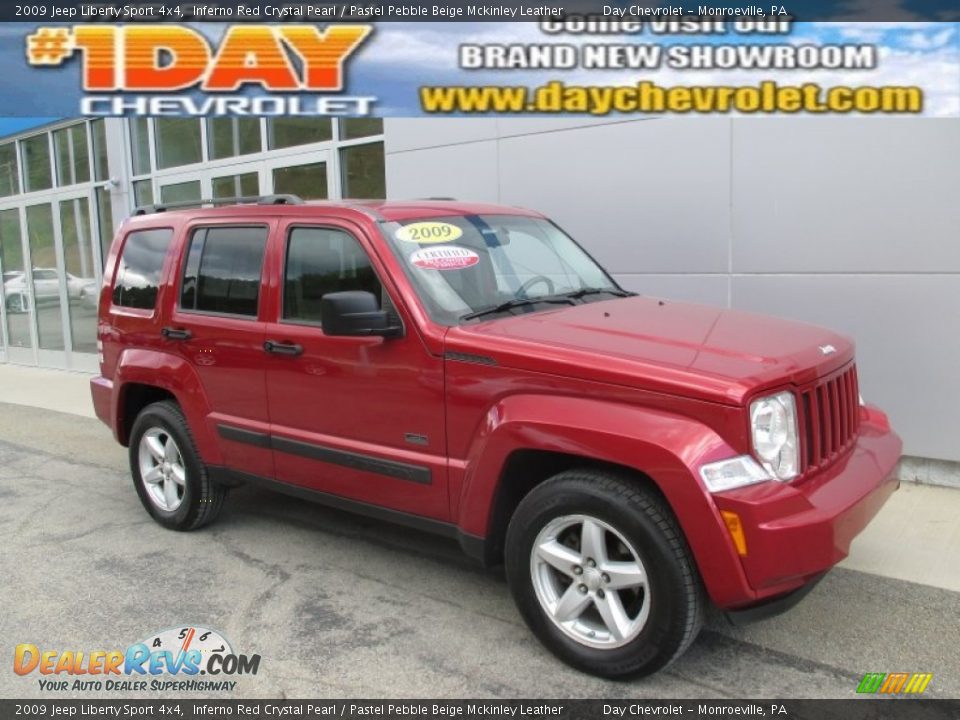 2009 Jeep Liberty Sport 4x4 Inferno Red Crystal Pearl / Pastel Pebble Beige Mckinley Leather Photo #1