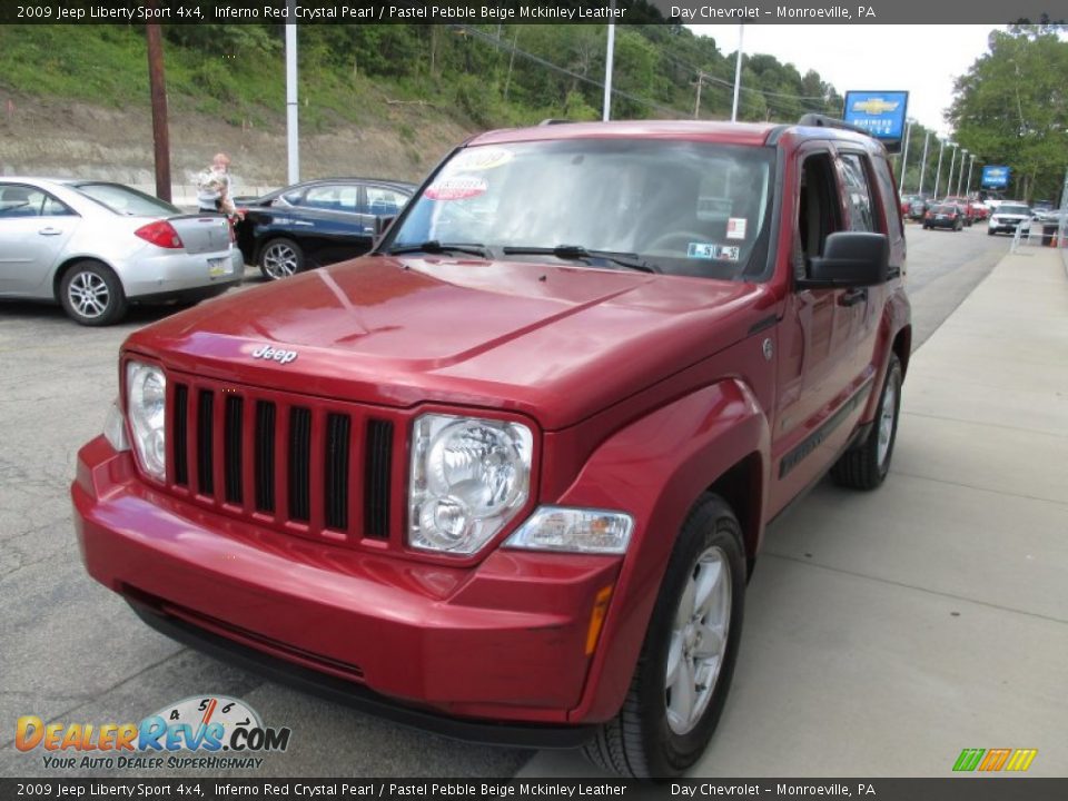 2009 Jeep Liberty Sport 4x4 Inferno Red Crystal Pearl / Pastel Pebble Beige Mckinley Leather Photo #12