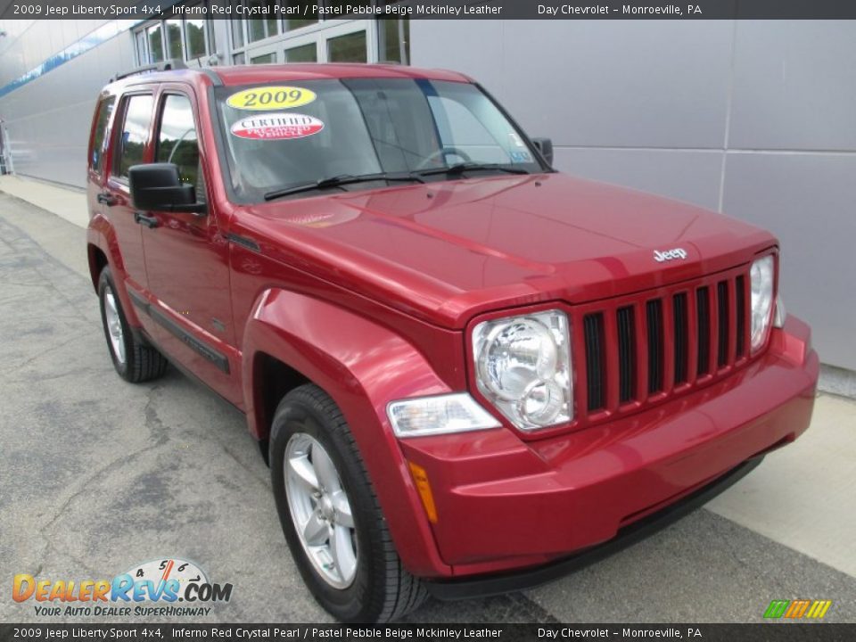 2009 Jeep Liberty Sport 4x4 Inferno Red Crystal Pearl / Pastel Pebble Beige Mckinley Leather Photo #14