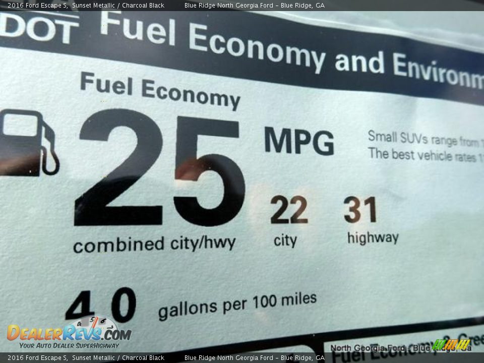2016 Ford Escape S Sunset Metallic / Charcoal Black Photo #31