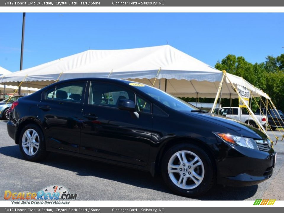 2012 Honda Civic LX Sedan Crystal Black Pearl / Stone Photo #1