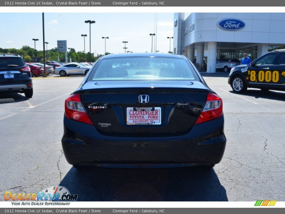 2012 Honda Civic LX Sedan Crystal Black Pearl / Stone Photo #4
