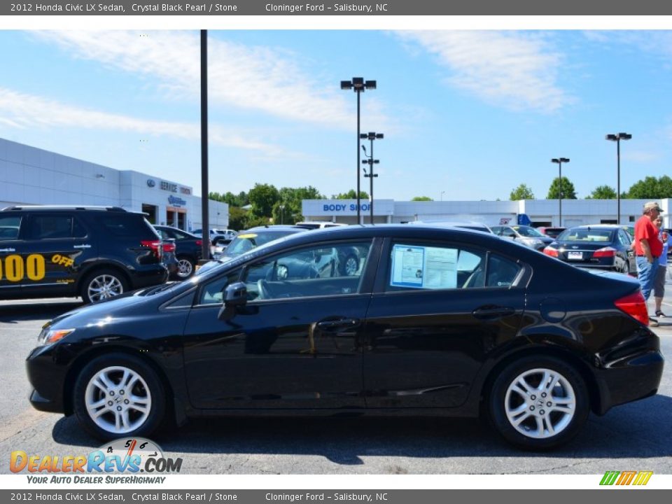 2012 Honda Civic LX Sedan Crystal Black Pearl / Stone Photo #6