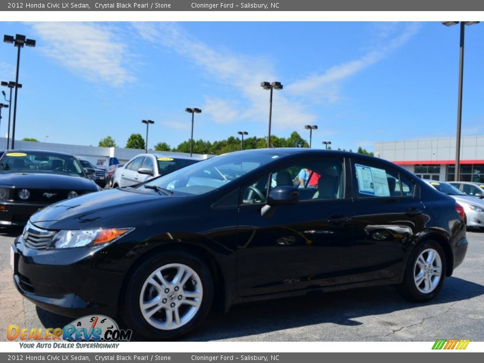 2012 Honda Civic LX Sedan Crystal Black Pearl / Stone Photo #7