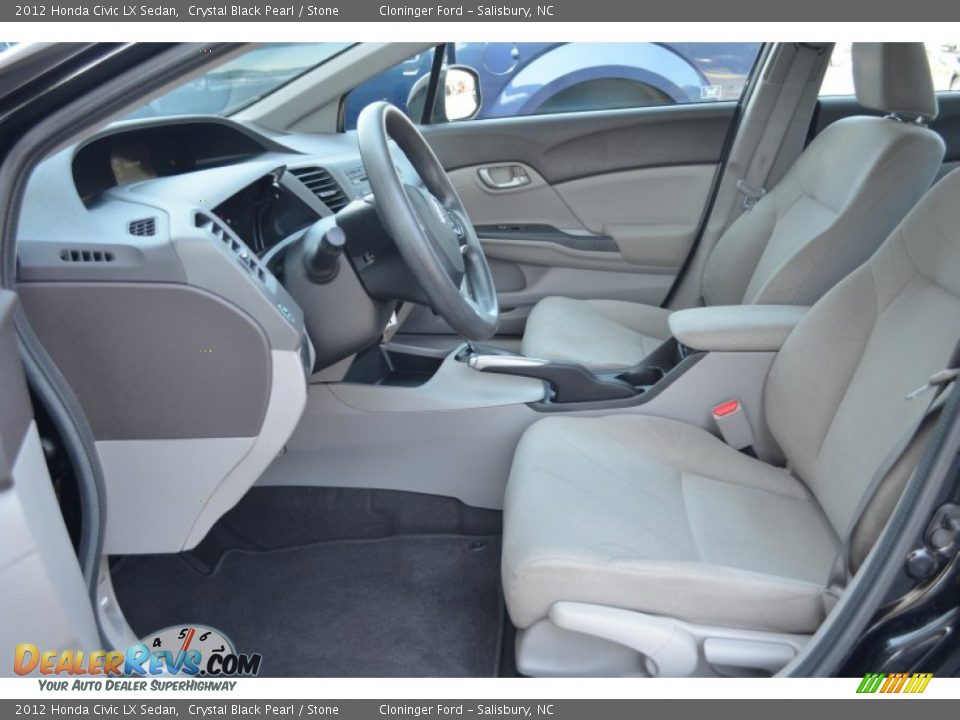 2012 Honda Civic LX Sedan Crystal Black Pearl / Stone Photo #10