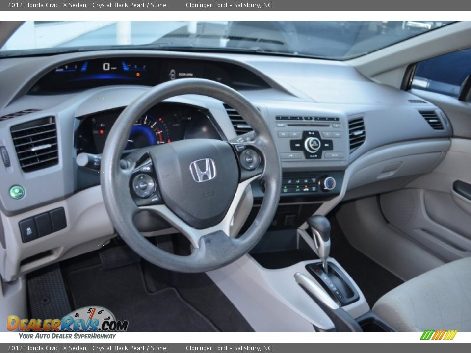 2012 Honda Civic LX Sedan Crystal Black Pearl / Stone Photo #11
