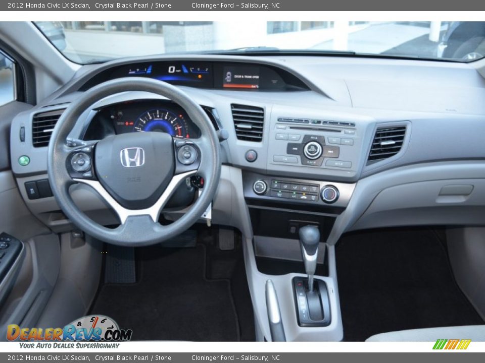 2012 Honda Civic LX Sedan Crystal Black Pearl / Stone Photo #12