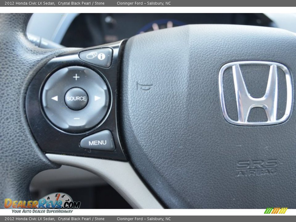 2012 Honda Civic LX Sedan Crystal Black Pearl / Stone Photo #20