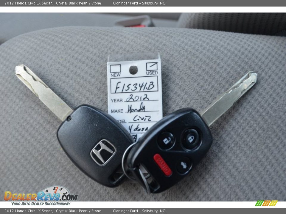 2012 Honda Civic LX Sedan Crystal Black Pearl / Stone Photo #25