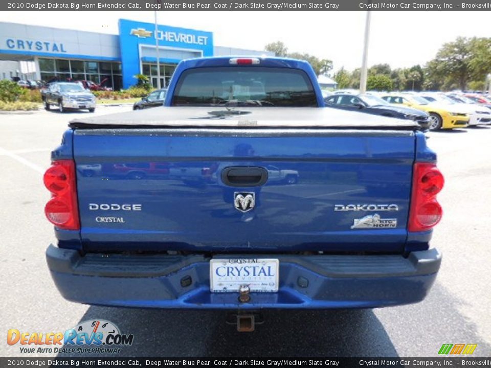 2010 Dodge Dakota Big Horn Extended Cab Deep Water Blue Pearl Coat / Dark Slate Gray/Medium Slate Gray Photo #7