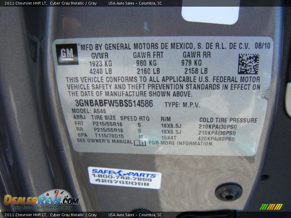 2011 Chevrolet HHR LT Cyber Gray Metallic / Gray Photo #17