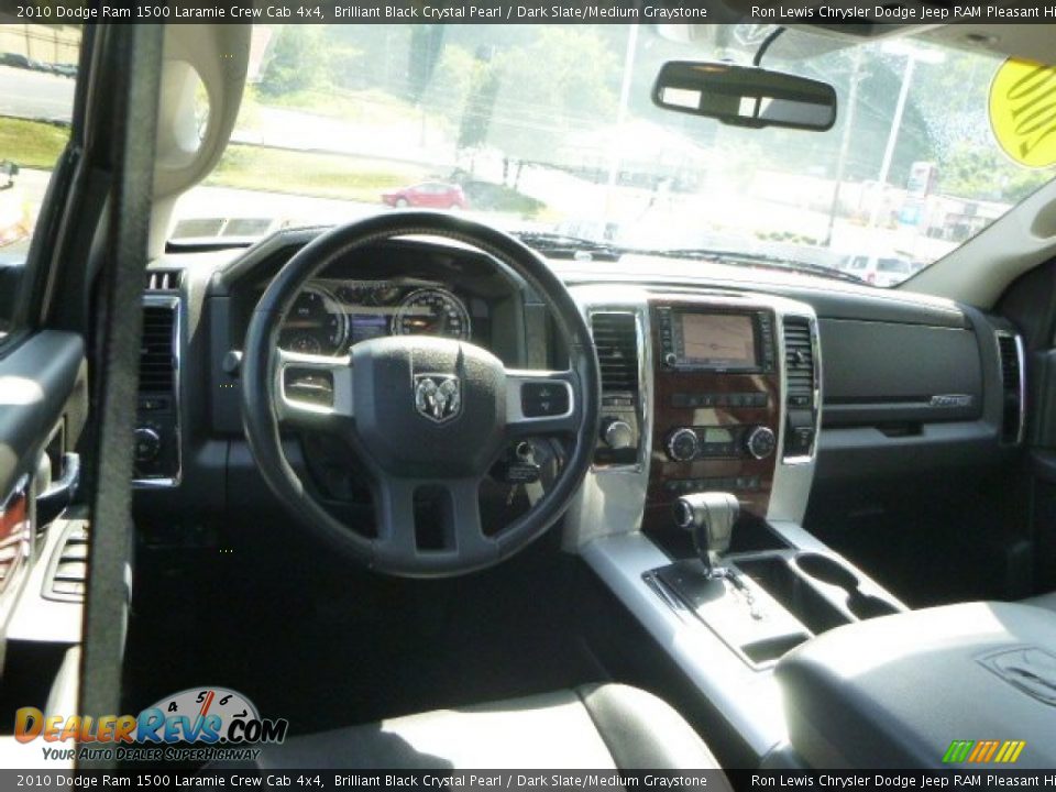 2010 Dodge Ram 1500 Laramie Crew Cab 4x4 Brilliant Black Crystal Pearl / Dark Slate/Medium Graystone Photo #3