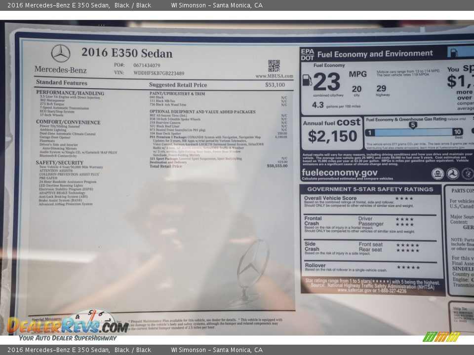2016 Mercedes-Benz E 350 Sedan Black / Black Photo #11