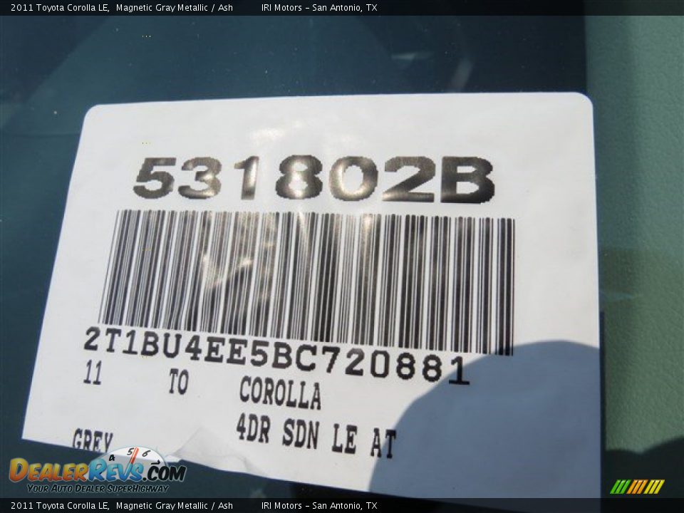 2011 Toyota Corolla LE Magnetic Gray Metallic / Ash Photo #25