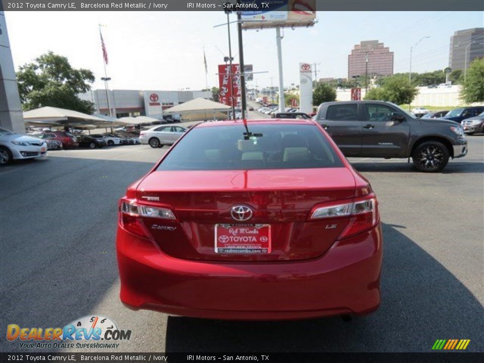 2012 Toyota Camry LE Barcelona Red Metallic / Ivory Photo #7