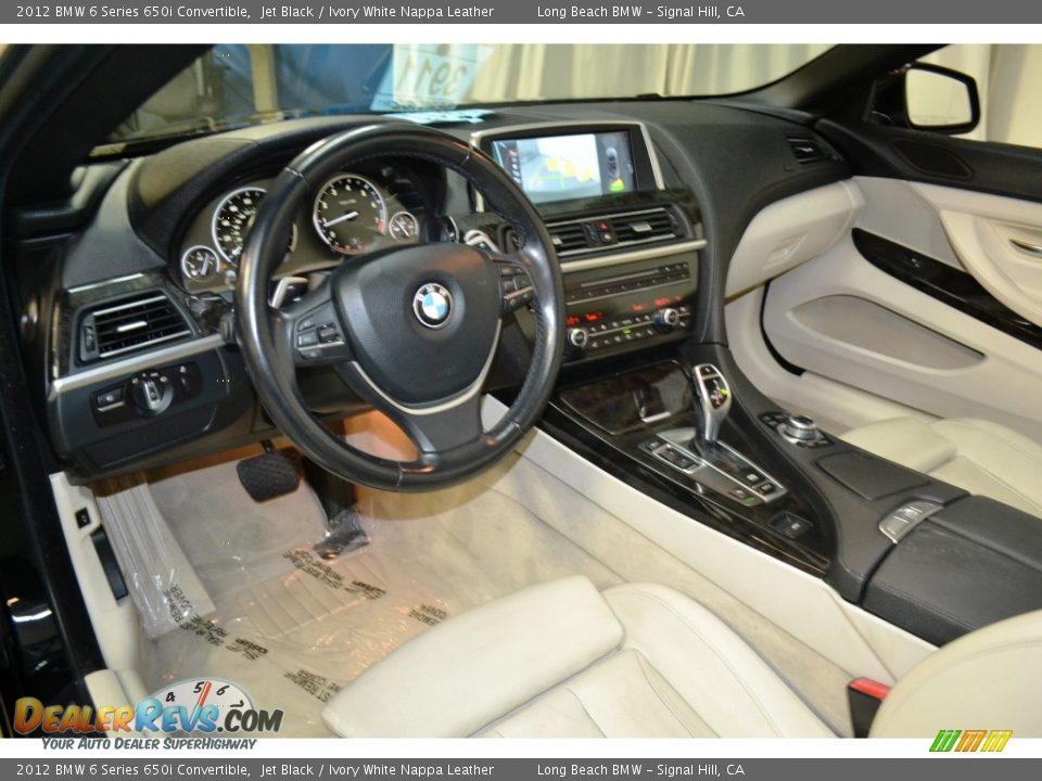 2012 BMW 6 Series 650i Convertible Jet Black / Ivory White Nappa Leather Photo #12