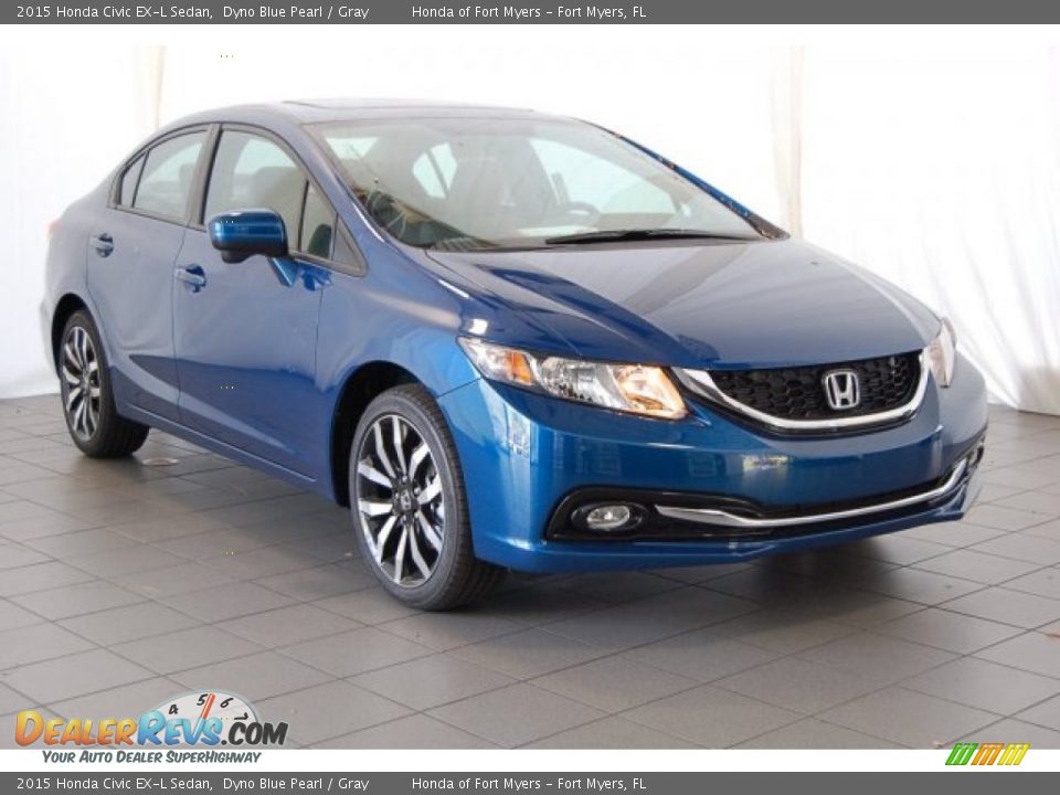 2015 Honda Civic EX-L Sedan Dyno Blue Pearl / Gray Photo #2